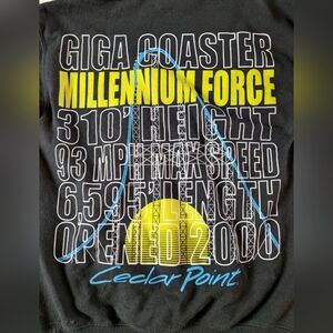 Cedar Point Millennium Force Hoodie Adult Small Black Sweatshirt Rollercoaster